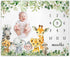 Safari Animals Milestone Blanket, Jungle Baby Growth Chart Monthly Blanket, Watch Me Grow for New Moms Baby Shower