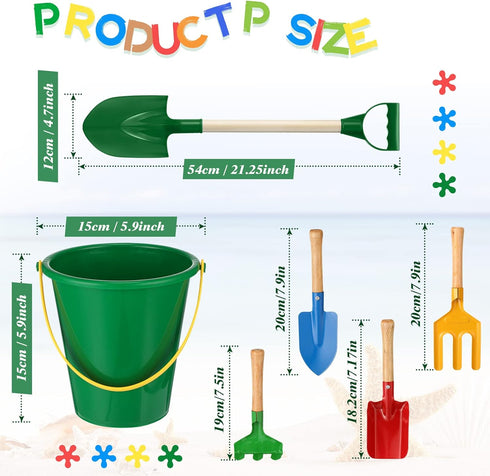 12 12 12 22 Inches Summer 4 Jexine Pcs Sand Buckets and Shovels for Kids Beach Sand Toys Bulk Plastic Beach Buckets