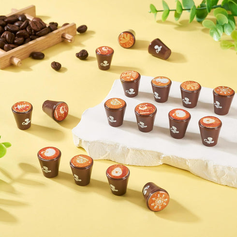 25Pcs Set 15x17mm Resin Mini Coffee Cups Miniature Kitchen Fake Drink Food Brown Coffee Mug Lovely Tableware Dollhouse