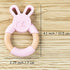 Personalized Wooden Bunny Silicone Teething Ring, Custom Engraved Bunny Silicone Teether with Name Teething Toys