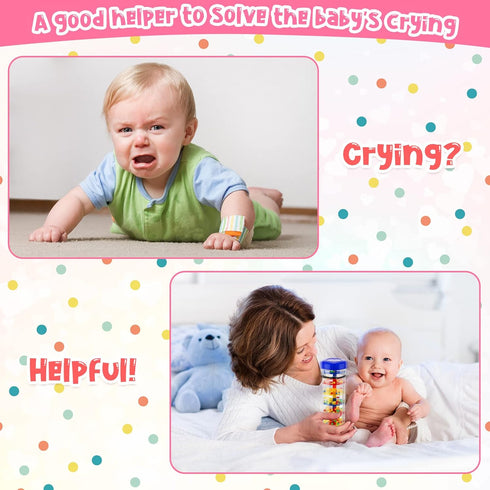 3 Pieces Rainmaker Rain Stick for Baby - Sensory Auditory Musical Instrument Rattle Tube
