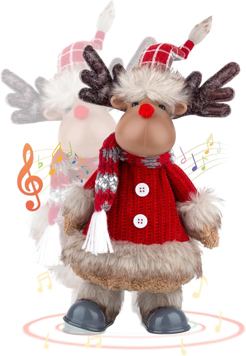 Electric Reindeer with Singing, Dancing, Christmas Animatronics Musical Reindeer, Christmas Plush Doll,