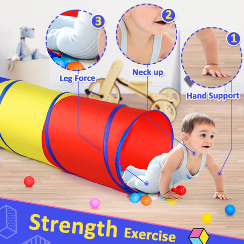PigPigPen Pop Up Play Tunnel Tent for Toddlers, Babies or Dogs, Indoor Outdoor Toys, Red, Yellow, Blue