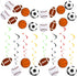 18 Pieces Sports Party Decorations, Sports Themed Birthday Supplies with 2 Banners and 16 Hanging Swirl Paper Garland