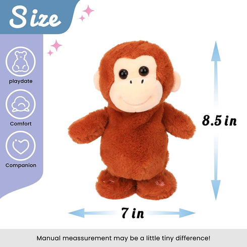 Hopearl Talking Singing Monkey, Walking Electric Interactive Plush Toy that Repeats What You Say, Gifts for Toddlers