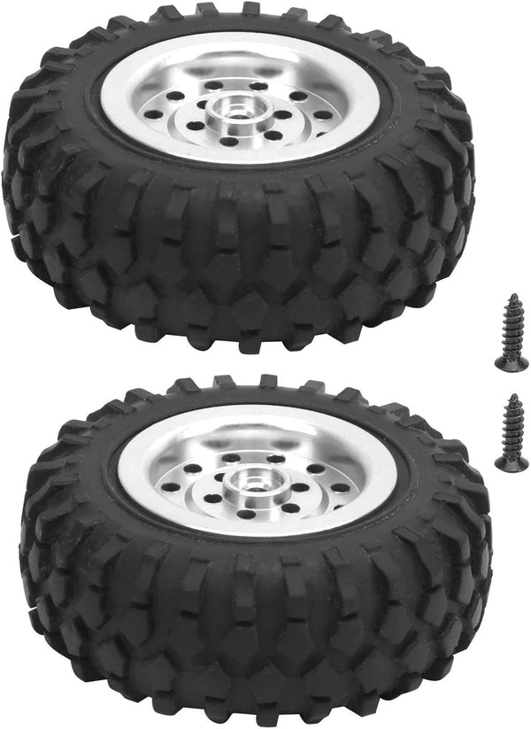55mm/2.2in 1/10 Scale Rubber Tires & Wheel Rims AntiSkid for D12 Model Parts (Silver S)