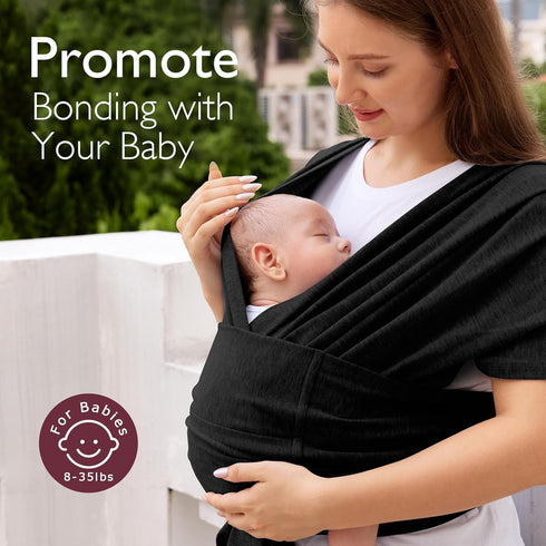 Momcozy 8-35lbs, 30-47inch, Baby Wrap Carrier Skin-Friendly Fabric, Easy to Wear Baby Carrier Sling T-Shirt Design