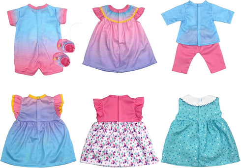6 Pack Doll Clothes for 13-16 Inch Baby Dolls, Compatible with Toy JC, Manhattan & Doug Melissa