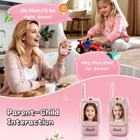 MINIBEAR 3-12, 2 Pack Video Walkie Talkies for Kids Ages Rechargeable Video Intercom Toys with Camera, Indoor Outdoor