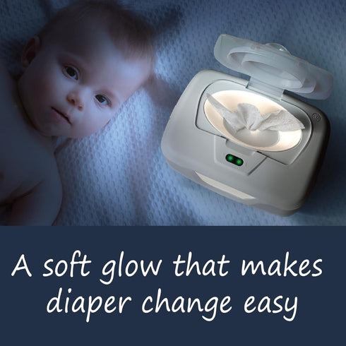 GOGO Pure Wet Wipe Warmer | Dispenser for Baby, Make Up, Adult Care - Auto Off Lights for Nighttime Changes, Dual Heat