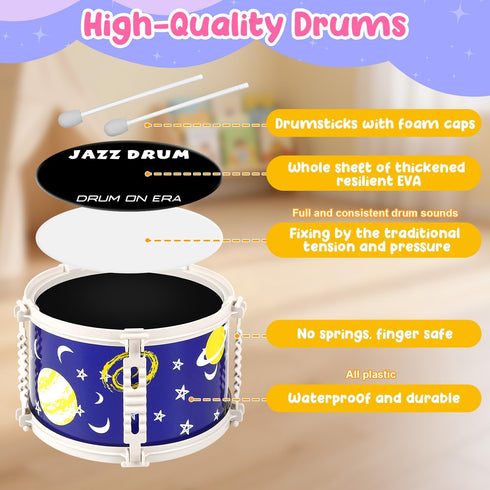 Set 5 3 4 5 3-5 Toy Drum for Kids Toddler Jazz Drum Kit with Drums Musical Instruments Toys for Year Old Boys Girls
