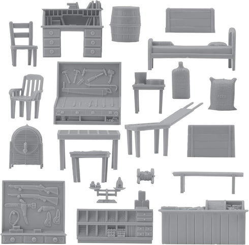 BMC Classic Marx Military Base Camp, 44pc Plastic Army Men Playset Accessories