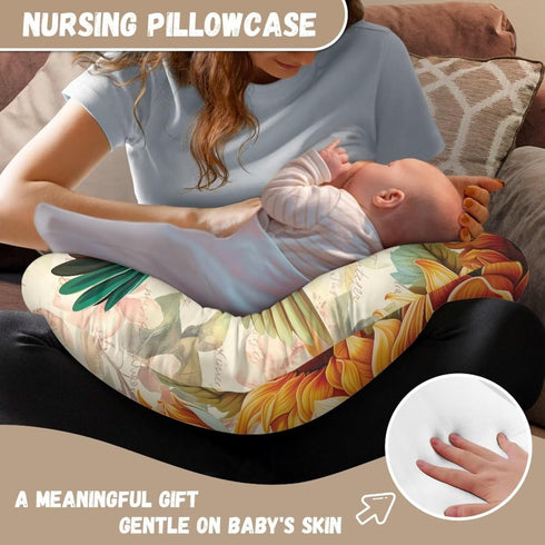 Kathyboom Hummingbird Sunflower Nursing Pillowcase for Newborn Infant, Durable Breastfeeding Bottle Feeding Pillow