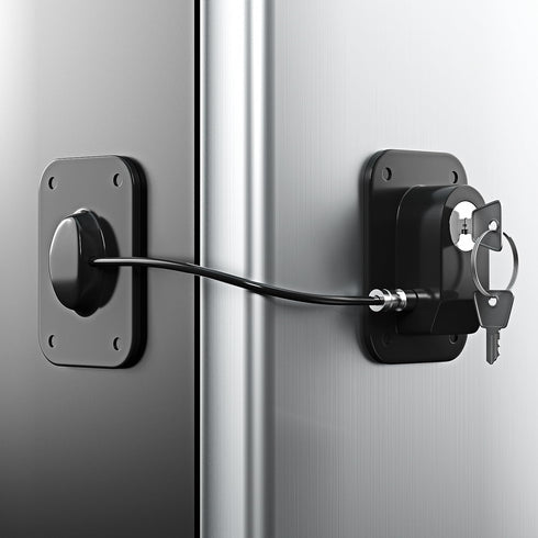 Refrigerator Lock 2 Packs, Fridge Lock with Silicone Wire Protection, Easy to Use and Install Fridge Locks with Key,
