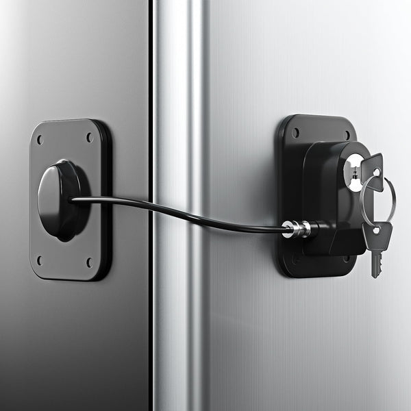 Refrigerator Lock 2 Packs, Fridge Lock with Silicone Wire Protection, Easy to Use and Install Fridge Locks with Key,