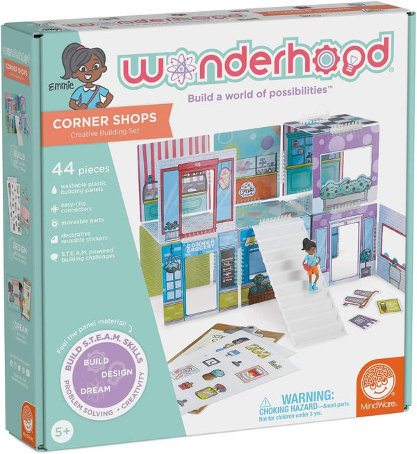MindWare Wonderhood 44 Piece Corner Shops Building Set
