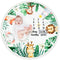 Peryiter Baby Monthly Milestone Blanket, 43.3" x 43.3", Safari Jungle Animals Leaf, Newborn Play Mat with Growth Chart