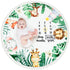 Peryiter Baby Monthly Milestone Blanket, 43.3" x 43.3", Safari Jungle Animals Leaf, Newborn Play Mat with Growth Chart