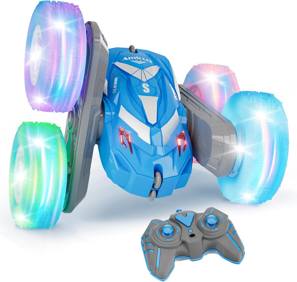 Amicool Remote Control Car for Boys 6-12 with Flashing Lights 4WD Double-Sided