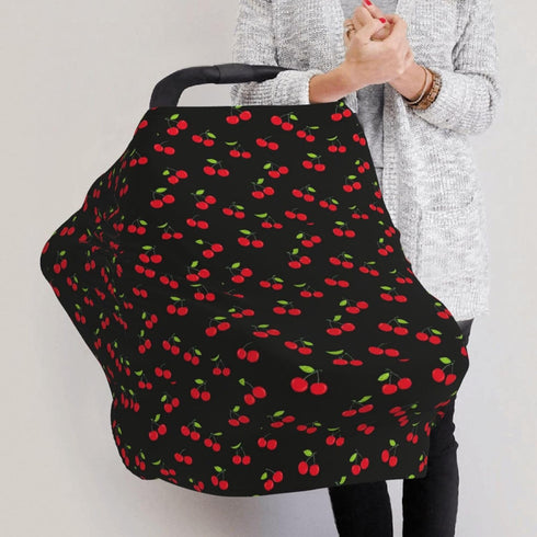 Red Cherry Baby Car Seat Canopy Nursing Cover for Breastfeeding Multi-Use Infant Carrier Carseat All Season Cover