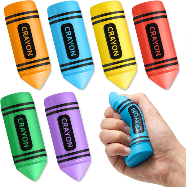Wiwiqing 6 Pcs 3.94 Inches Crayon Stress Balls Toys Teacher Gift Kids Adult