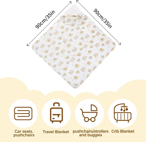 Newborn,35"x35"Universal LAT LEE AND TOWN Winter Baby Car Seat Blanket for Baby Wrap Blanket with Ruffle Hood,Winter