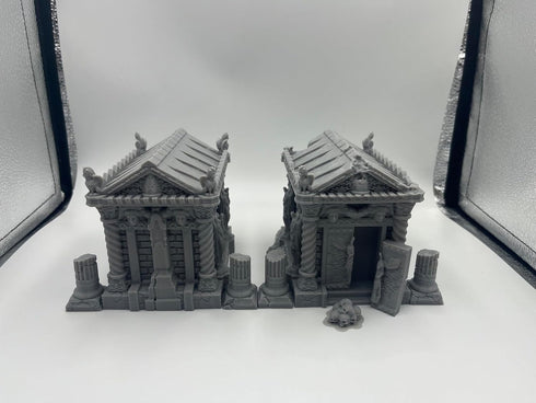 Hautico Church Houses and Ruins Scene - Architecture Terrain Scenery for 18-28mm Miniatures
