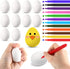 24 Pcs DIY Easter Eggs for Kids with 12 Color Markers, White Squeeze Creamy Slow Rising Balls