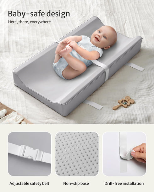 Cozy Blissful Diary Vegan Leather Baby Changing Pad with Waterproof & Wipe-Clean PU Cover, Standard Size Diaper