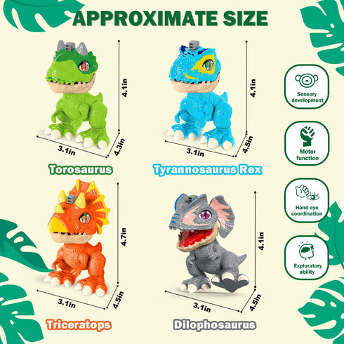 3 4 5 6 8 4-Pack Dinosaur Toys Gifts for Year Old Kids, Dinosaur Action Figures with Movable Joints & Realistic