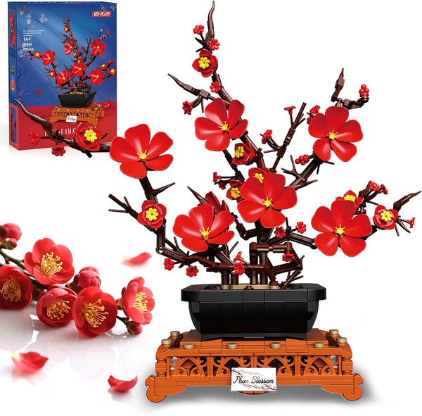 kiothdre Plum Blossom Building Sets for Adults Women- Flowers Bouquet Botanical Collection