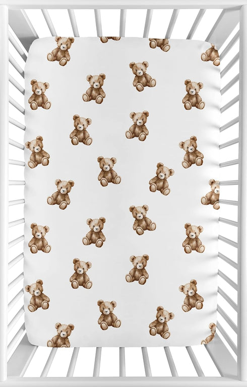 Sweet Jojo Designs Baby Fitted Mini Crib Sheet (Boho Teddy Bear) for