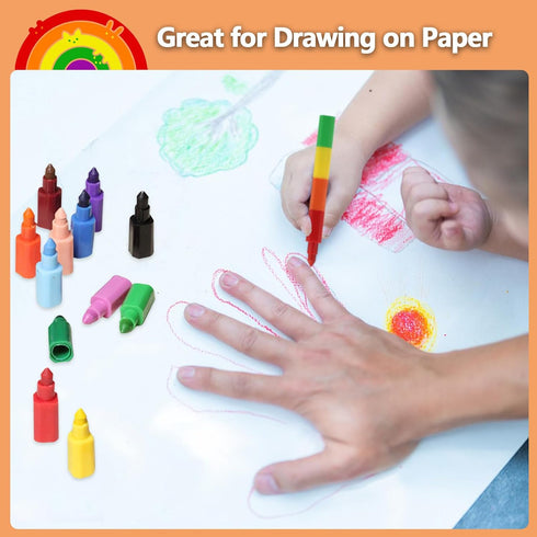 DueHoppee 18 Crayon,12-Colors-in-1 (18) Pcs Stackable Crayons,Mini Crayons for Kids Party Favors,Bulk Stacking