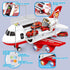 Dwi Dowellin Airplane Toy with Fire Truck Cars and Play Mat - Lights and Sounds for 3+ Years Old