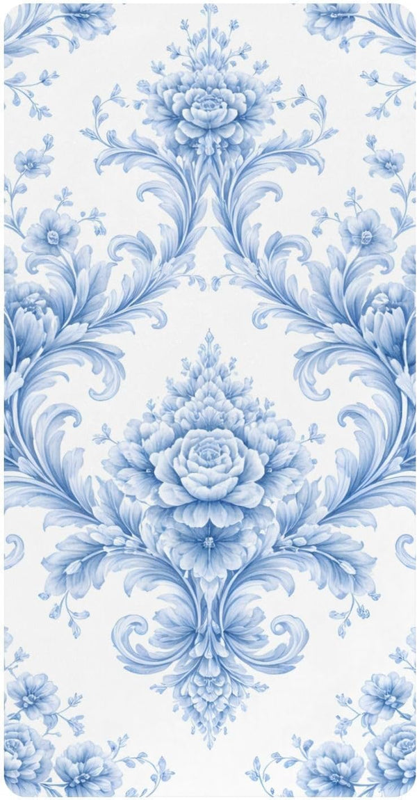CZXW Blue Floral Botanical Crib Sheets Fitted 52" x 28" Natural Cotton Soft