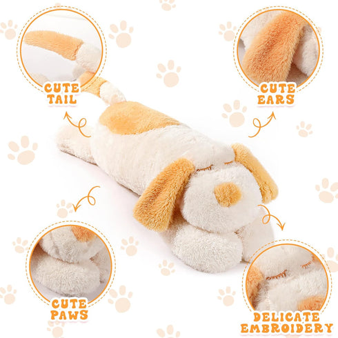 Queekay Giant Dog Stuffed Animal Plush Toy, Body Hugging Pillow for Birthday Gifts (Beige, 23.6 Inch)