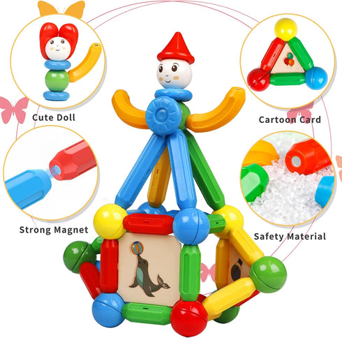 MAGBLOCK 136PCS Magnetic Sticks Blocks - Construction Building Toys for 3+ Years Old, STEM Educational Gifts