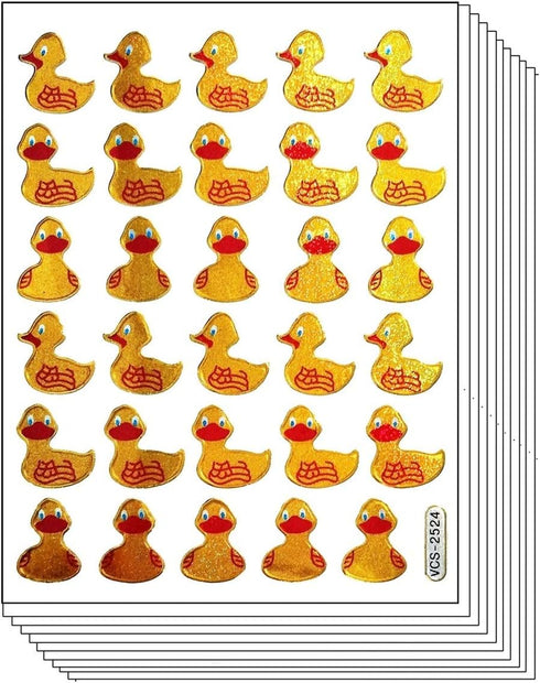 Stickers Glitter Pack, 10 Sheets Little Duck Sticker Cartoon, Kids Scrapbooking, Xmas Birthday Party Favors