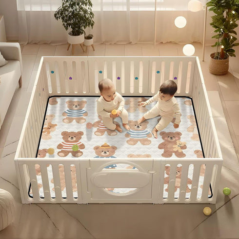 GOODOLD 50x50 Inch Cartoon Teddy Bears Baby Play Mat One-Piece Soft Crawling Mat Waterproof Playmat with Non-Slip