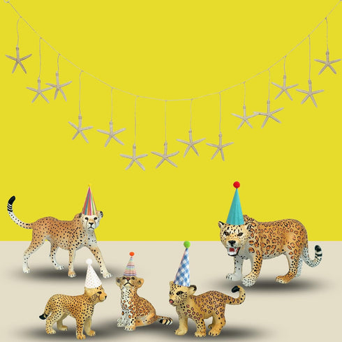 Gemini&Genius Jaguar Toys, Safari Animal Cheetah and Leopard Family Playset Figures, Wildlife World Models, Birthday