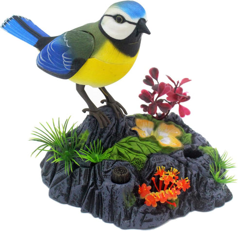 Tipmant Cute Electronic Birds Toys, Realistic Move Chirp Electric Pets for Office Home Desk Decor, Kids Birthday Gifts