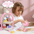 Set Set 2-5 Wooden Tea Party for Little Girls, Toddler Girl Gifts Princess Tea Time Toys, Wooden Tea Tray Cake Dessert