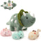 17.6in Plush Dinosaur Stuffed Animals, Mommy Dinosaur with 3 Baby Dinosaurs, Triceratops, T-Rex, Diplodocus