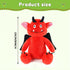 Sew Butiful Red Monster Stuffed Animal Toy, Cute Plushies, Stuffed Bat Plush Gift for Kids, Boys, Girls, Children