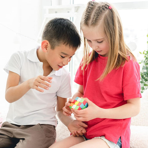nabreeli 3x3 6-12, Speed Cube Stickerless with Stand & Tutorial: Problem-Solving Brain Teaser, Easy Turning Sensory
