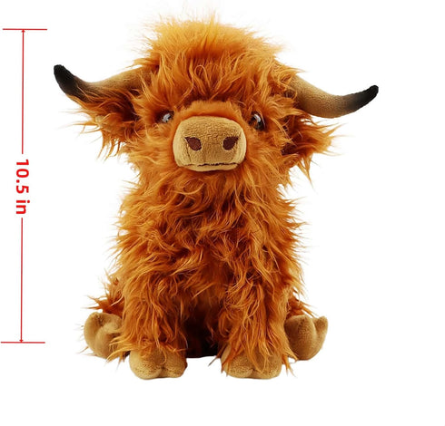Kulupu Animal,10.5 inches Highland Cow Stuffed Realistic Cow Plush Toy,Animal Cattle Plush Farm Toy,Farm Plushie