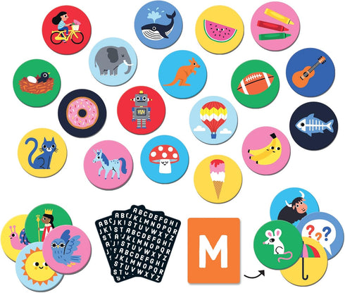 Mudpuppy ABC Spot Me Game – Fast Acting Alphabet Game, 60 Icon Tiles, 26 ABC Cards, Fabric Bag, Ages 5+, 2+ Players