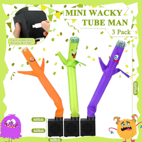 Poen Mini Inflatable Tube Man 3 Pcs Wacky Waving Air Dancer Desktop Gift Toy with Blower for Kids Birthday Party