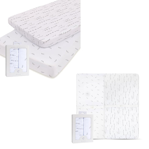 Changing Pad Cover and Pack n Play Sheet Set Bundle (Forest Grey