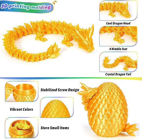 6PCS 3D 3D Set(6pc-b) JOD Printed Dragon Eggs with Dragon Inside Articulated Fidget Toys, Easter Dragon Eggs, Mystery